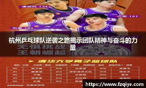 杭州乒乓球队逆袭之路揭示团队精神与奋斗的力量