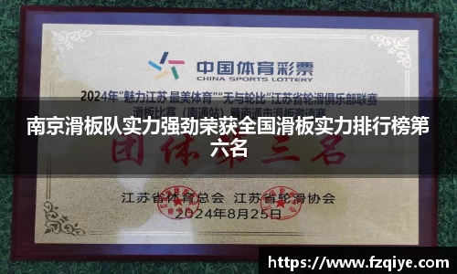 南京滑板队实力强劲荣获全国滑板实力排行榜第六名