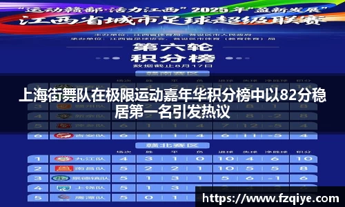 上海街舞队在极限运动嘉年华积分榜中以82分稳居第一名引发热议